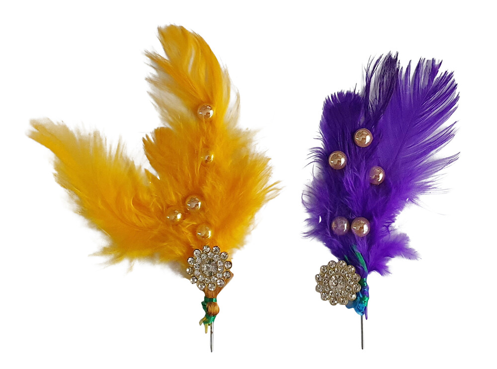 Deity Crown Decorative Pins with Peacock Feather, Big Flower & Diamond