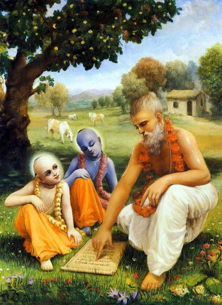 Sandipani Muni Instructs Krishna and Balarama