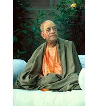 Srila Prabhupada Sitting in His Garden at Los Angeles New Dwarka Temple