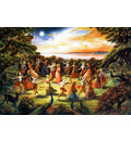 Rasa Dance Painting -- Krishna Dances with Gopis at Midnight