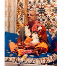 Srila Prabhupada in New York, Playing Kartals on Blue Vyasasana