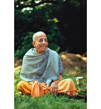 Srila Prabhupada at Bhaktivedanta Manor, London. Backyard, Smile