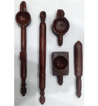 Classic Vedic Fire Yajna Sacrifice Implements (5 wooden piece set)