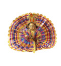 Laddu Gopal Crown and Necklace Set - Orange Green Thread & Diamond