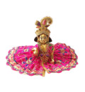 Laddu Gopal Crown and Necklace Set -  Pink Purple Thread & Diamond