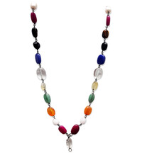 Nav Ratna Necklace (9 Gems / Navratan Mala) Oval Shape 16"