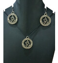 Om Set - Pair of Earrings & Matching Pendant with Black Thread