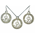 Om Set - Pair of Earrings & Matching Pendant with Black Thread