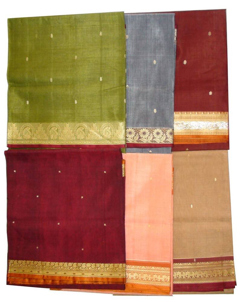 Sari, Jute / Cotton -- South Indian (Plain colors with nice border)